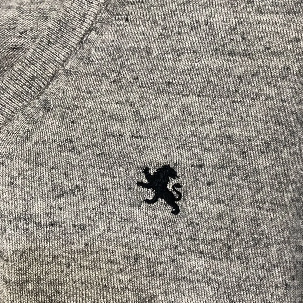 Express V-Neck Sweater Pullover Embroidered Logo Gray Cotton men’s  Size L
